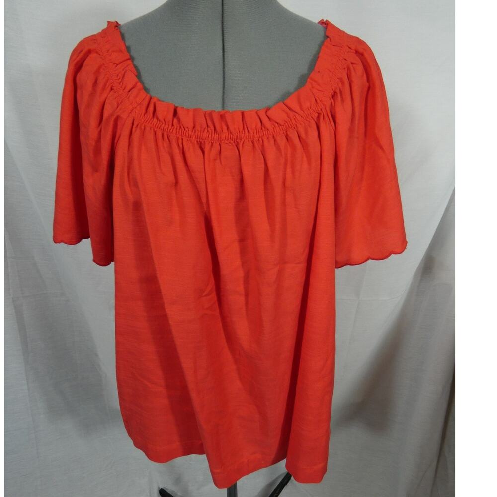 LC Lauren Conrad Large Orange Short Sleeve On/Off Shoulder Blouse